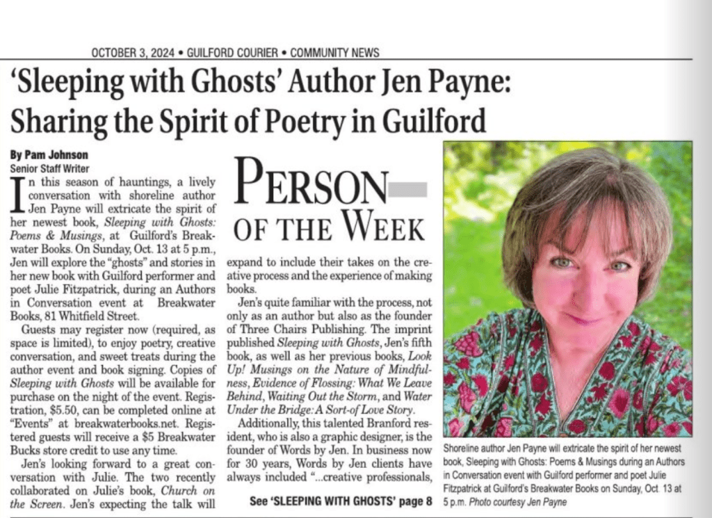 ‘Sleeping with Ghosts’ Author Jen Payne: Sharing the Spirit of Poetry in Guilford